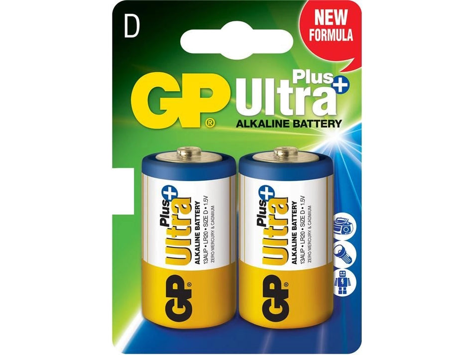 Baterii alcaline UltraPlus GP R20 D 2buc/blister GP13AUPTA21-2GSB2