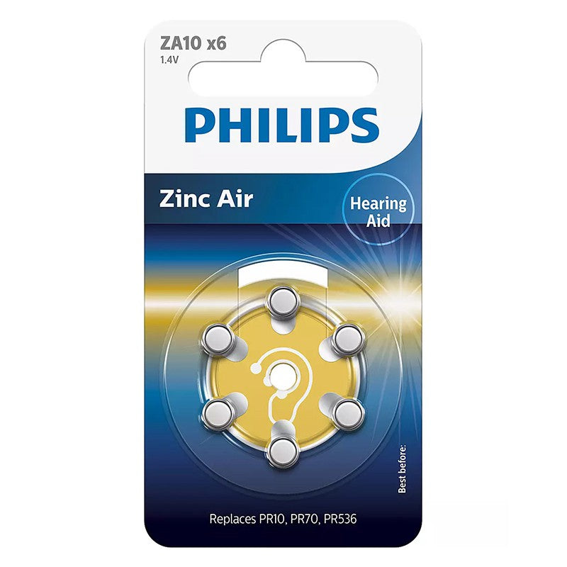 Baterii auditive ZA10 1.4V ZINC AIR blister 6buc PHILIPS