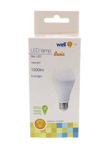 Bec cu LED A65 E27 15W 1200lm 230V lumina naturala 4000K Basic Well