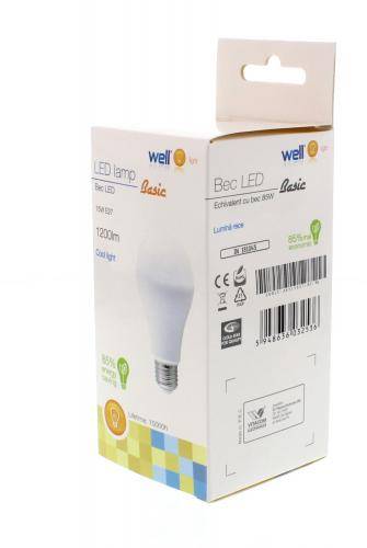 Bec cu LED A65 E27 15W 1200lm 230V lumina naturala 4000K Basic Well