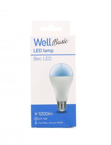 Bec cu LED A65 E27 15W 230V lumina rece Basic Well