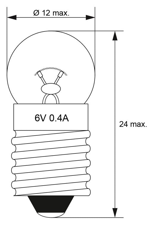 Bec E10 6V 0.4A glob Goobay