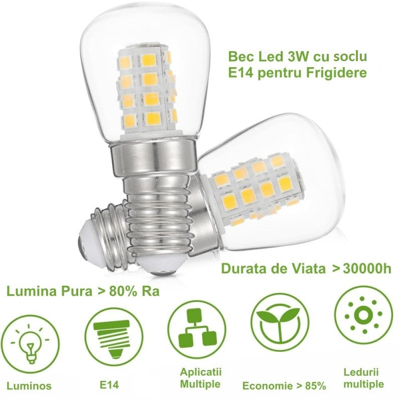 Bec E14 LED 3W pentru frigider -20C +45 230-038