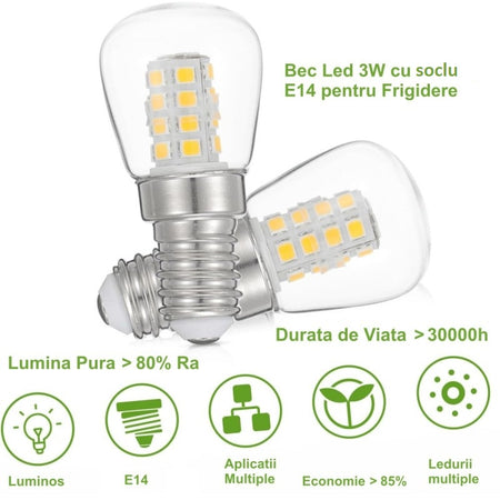 Bec E14 LED 3W pentru frigider -20C +45 230-038