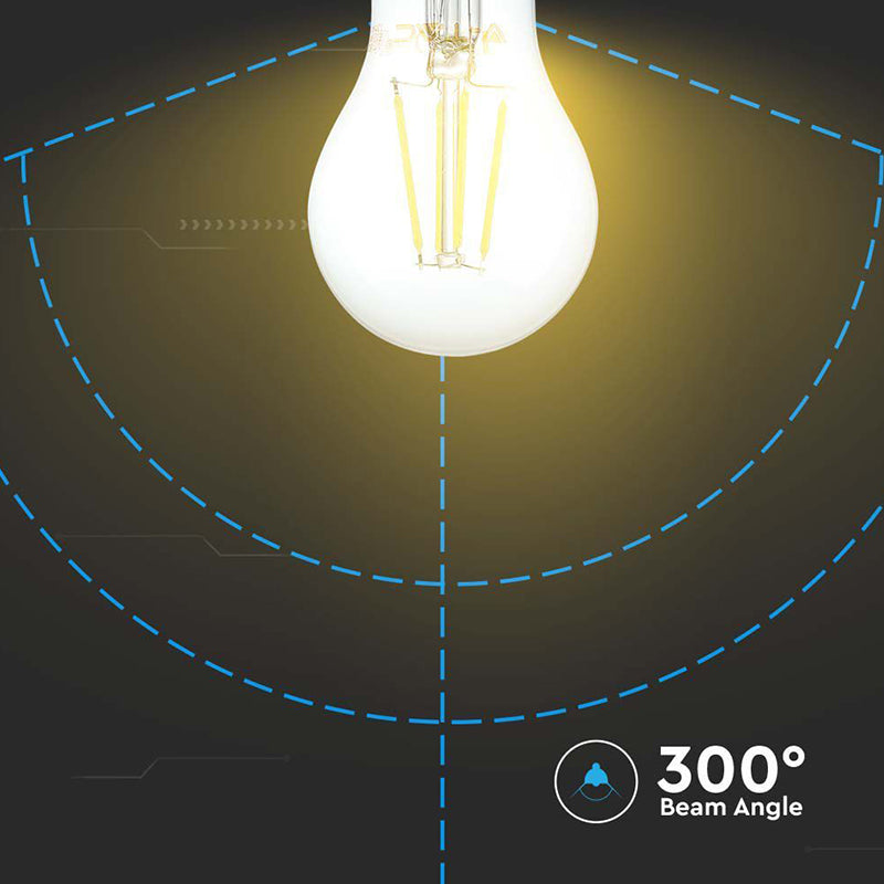 Bec E27 A60 CU FILAMENT DIMABIL LED 8W 700lm 3000K alb cald V-tac SKU-212815