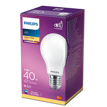 Bec LED filament Philips E27 A60 4.5W (40W) 470lm lumina calda 2700K 929001242982