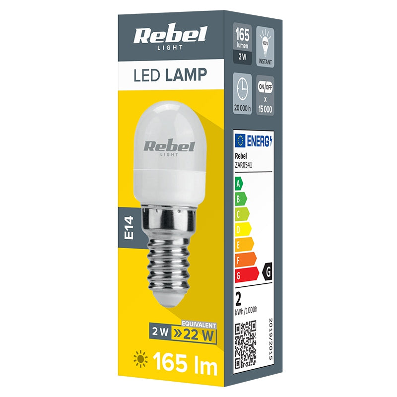 Bec LED frigider 2W echivalent 22W E14 165lm alb rece 6500K 230V REBEL