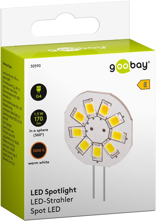 Bec LED G4 1.5W 12V alb cald 3000K 150lm Goobay 30590