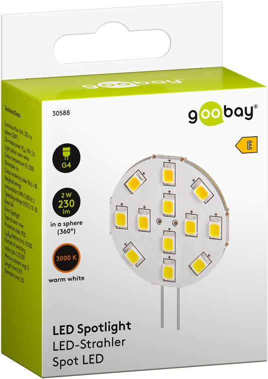 Bec LED G4 2W 12V alb cald 3000K 230lm Goobay 30588