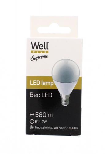 Bec LED G45 E14 7W 230V lumina naturala Well