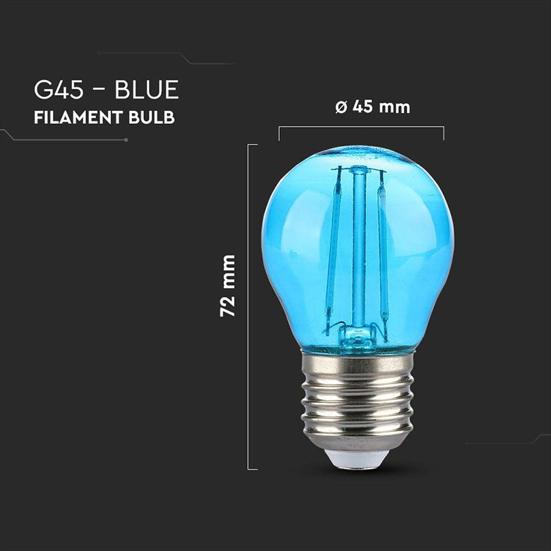 Bec LED G45 E27 2W cu filament lumina albastra V-tac SKU-217412