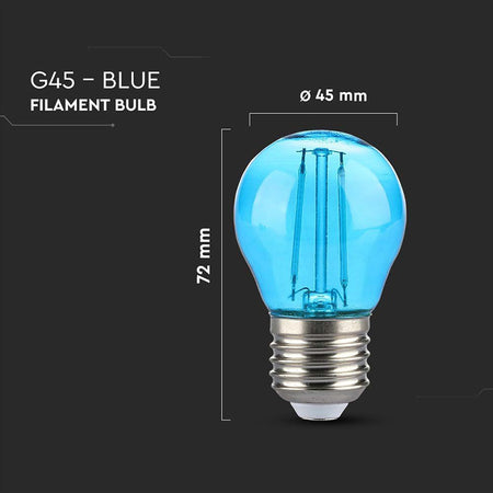 Bec LED G45 E27 2W cu filament lumina albastra V-tac SKU-217412