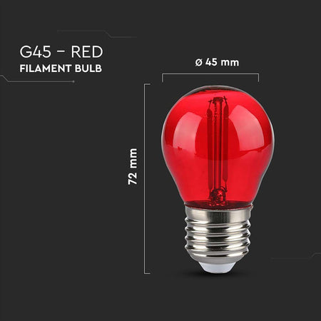 Bec LED G45 E27 2W cu filament lumina rosie V-tac SKU-217413