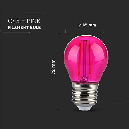 Bec LED G45 E27 2W cu filament lumina roz V-tac SKU-217410