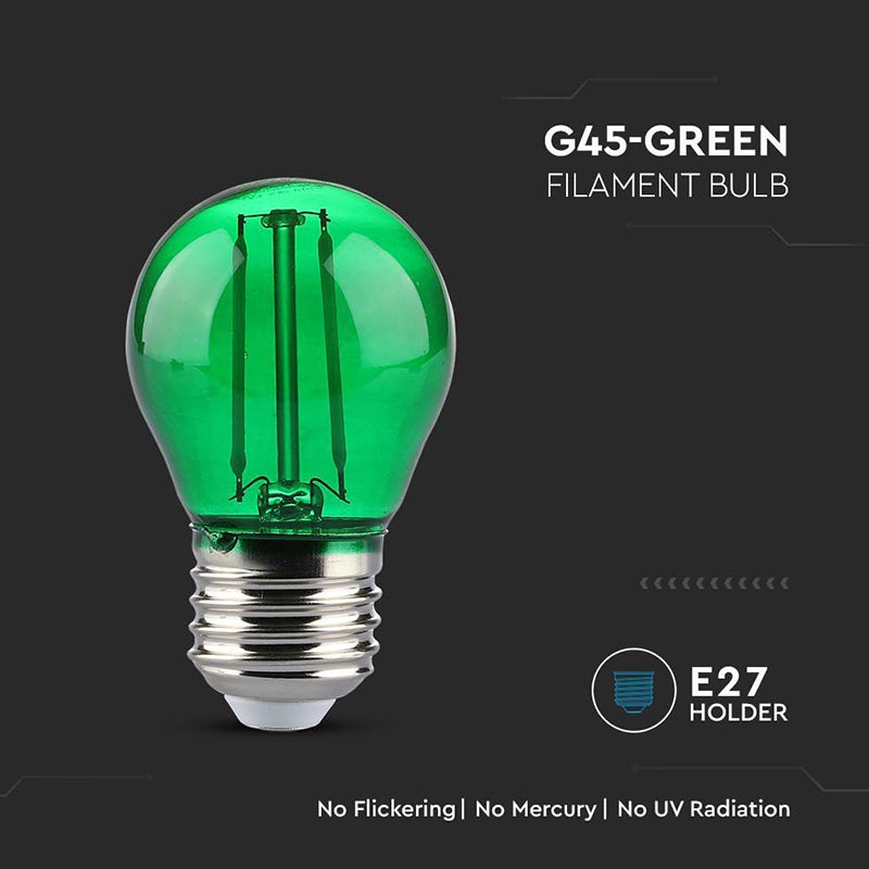 Bec LED G45 E27 2W cu filament lumina verde V-tac SKU-217411