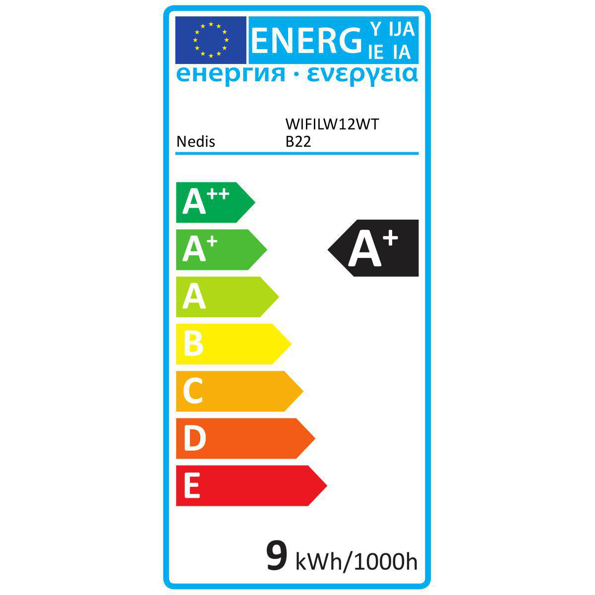 Bec LED Smart WiFi B22 9W 800lm alb cald 2700K Nedis