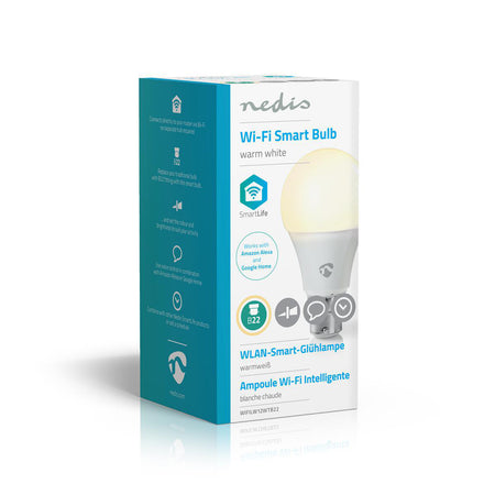 Bec LED Smart WiFi B22 9W 800lm alb cald 2700K Nedis