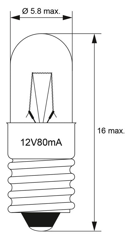 Bec miniatural incandescent E5 12V(DC) 80mA alb cald 2700K Goobay 9521