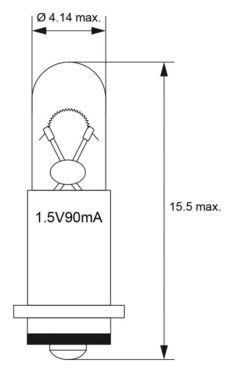 Bec T1 SM4s/4 SX3s 4.14mm Subminiatura 1.5V 90mA 0.09W incandescent alb-cald 2700K 9514 Goobay