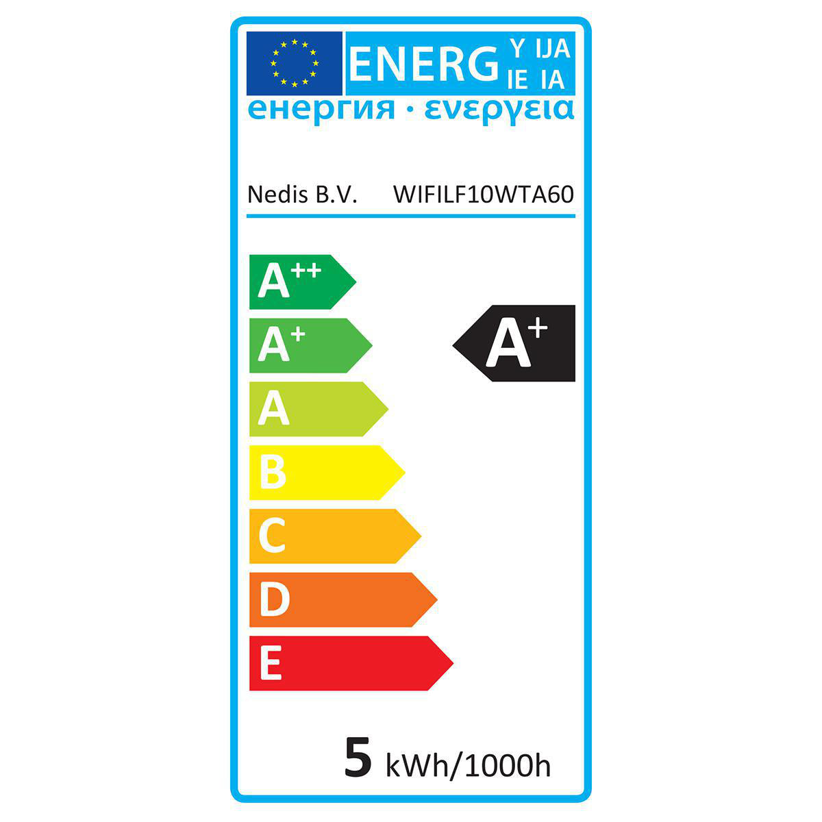 Bec Wi-Fi Smart LED cu filament Nedis E27 125mm 5W 500lm 2700K auriu