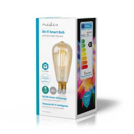 Bec Wi-Fi Smart LED cu filament Nedis E27 ST64 5W 500lm