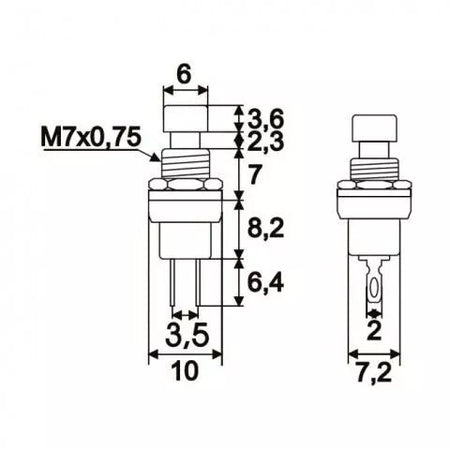 Buton 1 circuit 12VDC ON-(OFF) fara retinere rosu