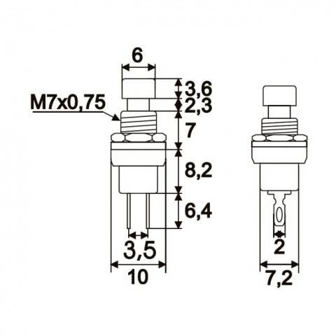 Buton 1 circuit 12VDC ON-OFF fara retinere rosu