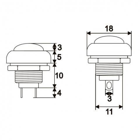 Buton 1 circuit 1A 250V OFF-ON portocaliu fara retinere