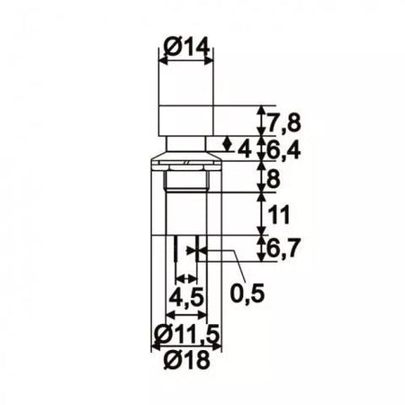 Buton 1 circuit 1A 250V ON-(OFF) negru fara retinere