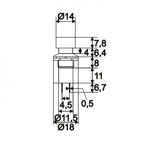 Buton 1 circuit 1A 250V ON-OFF negru