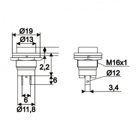 Buton 1 circuit 2A 250V OFF-ON fara retinere verde 09065ZO