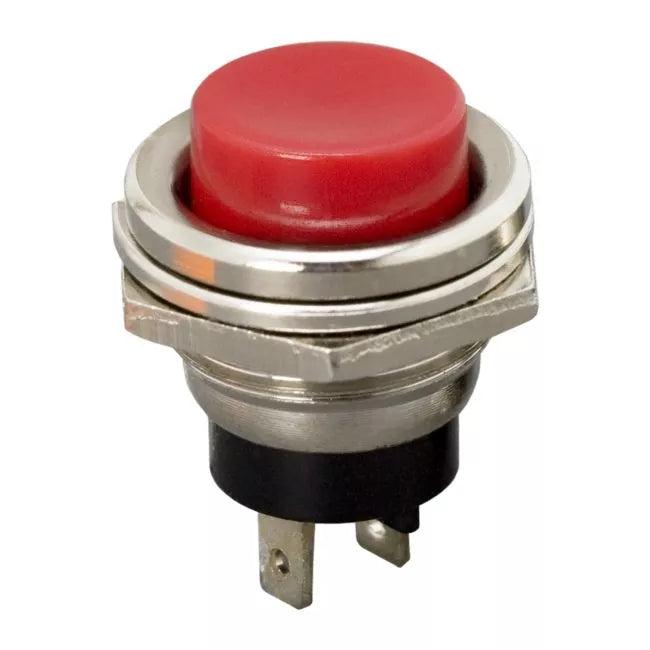 Buton 1 circuit Push ON 2A 250V OFF-(ON) fara retinere rosu 09065PI