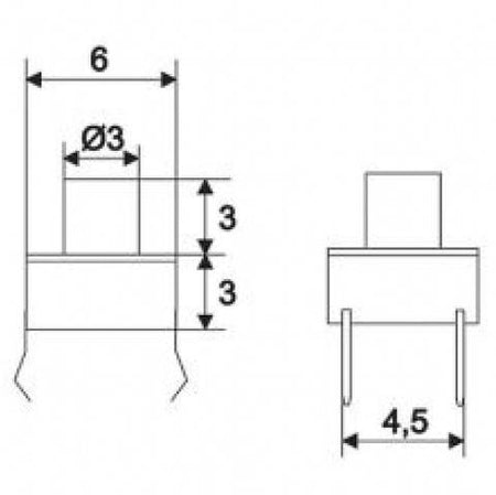Buton microinterupator OFF-ON buton 3 mm fara retinere 1 circuit 0.05A-12VDC 09002