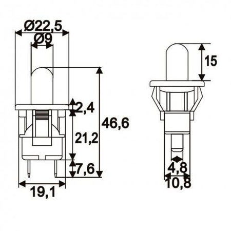 Buton ON-(OFF) 1 circuit 2.5A 250V fara retinere