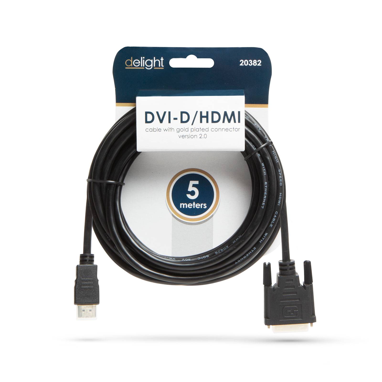 Cablu 24+1 DVI-D la HDMI 5m v2.0 10.2Gbps aurit Delight