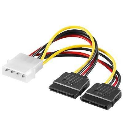 Cablu adaptor 2x Sata la Molex 5.25 4 pini tata 15cm Goobay