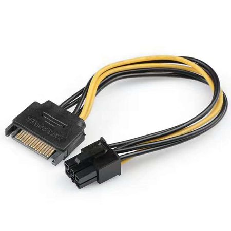 Cablu adaptor alimentare placa video PCIE 6 pini - SATA tata 0.2m