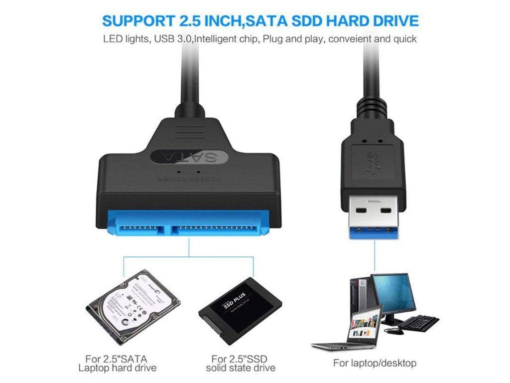 Cablu adaptor convertor USB 3.0 - SATA 22 pini pentru HDD si SSD