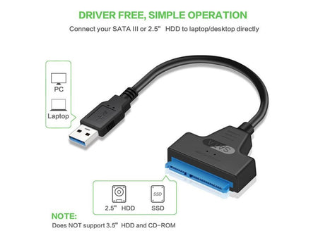 Cablu adaptor convertor USB 3.0 - SATA 22 pini pentru HDD si SSD