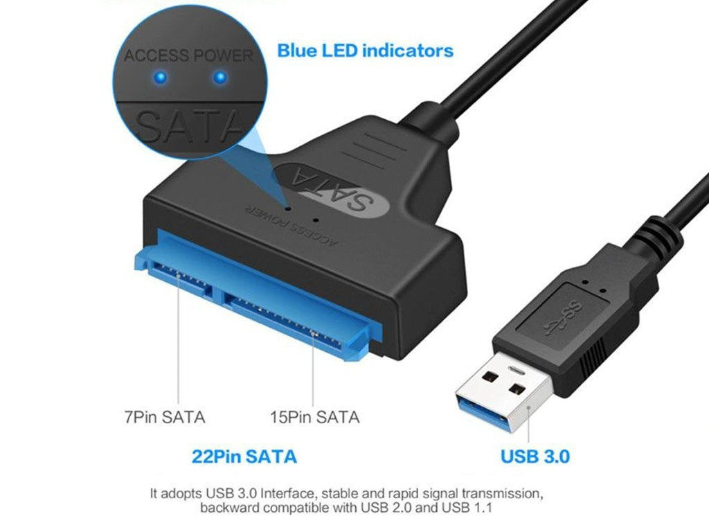 Cablu adaptor convertor USB 3.0 - SATA 22 pini pentru HDD si SSD