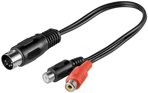 Cablu adaptor DIN tata 180 5 pini la 2x RCA mama 0.2m Goobay