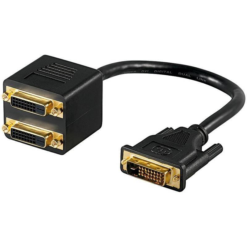 Cablu adaptor DVI-D 24+1 la 2x DVI-D 24+1 mama Goobay