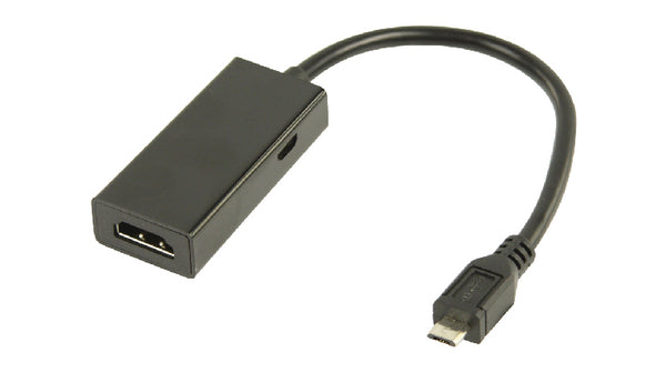 Cablu adaptor MHL tata - HDMI mama + micro USB B mama 0.2metri negru VALUELINE