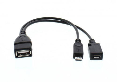 Cablu adaptor OTG cu alimentare micro USB mama+tata