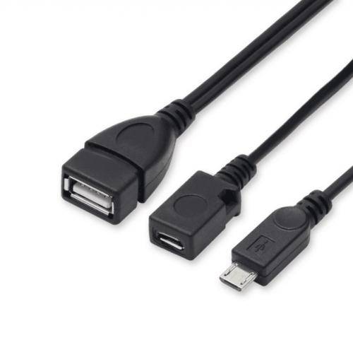 Cablu adaptor OTG cu alimentare micro USB mama+tata