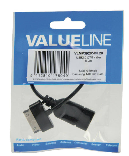 Cablu adaptor OTG USB A - Samsung 30 pini 0.2m Valueline