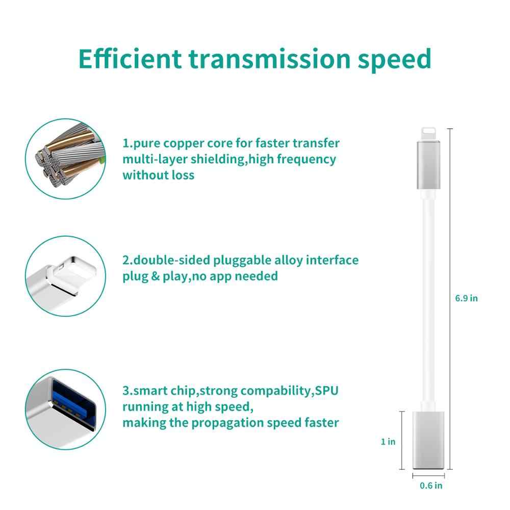 Cablu adaptor USB 2.0 la iPhone lightning cu OTG maxim IOS13