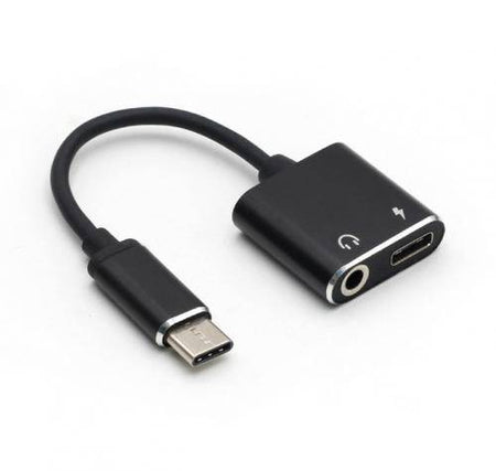 Cablu adaptor USB Type C tata - Jack 3.5 mm mama STEREO si USB Type C mama 7cm Well