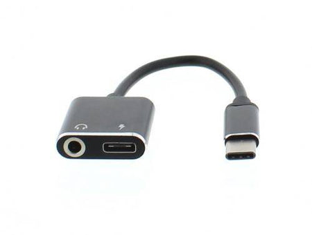 Cablu adaptor USB Type C tata - Jack 3.5 mm mama STEREO si USB Type C mama 7cm Well