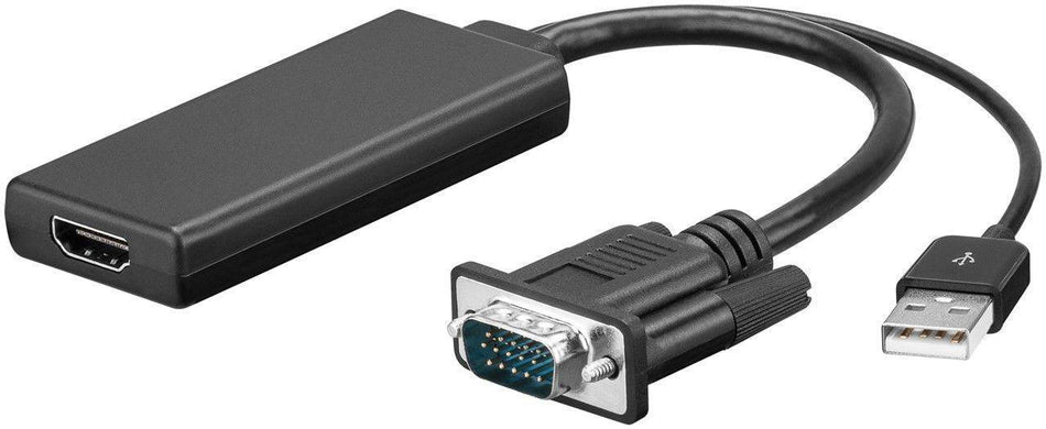 Cablu adaptor VGA +audio USB la HDMI 1920x1080P 0.1m Goobay